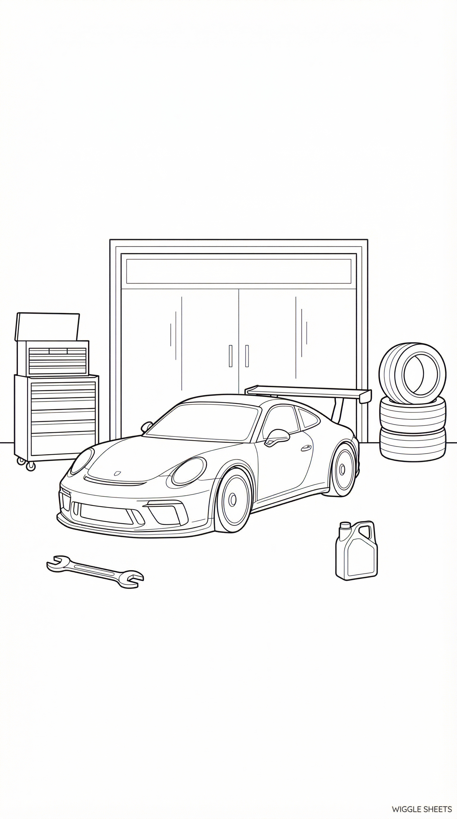 Garage Race Car Coloring Page